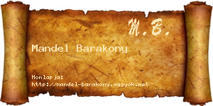 Mandel Barakony névjegykártya